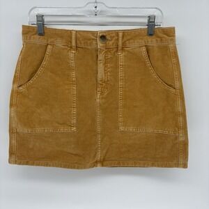 American Eagle High Rise Yellow Utility Skirt Super Stretch Corduroy Women 8